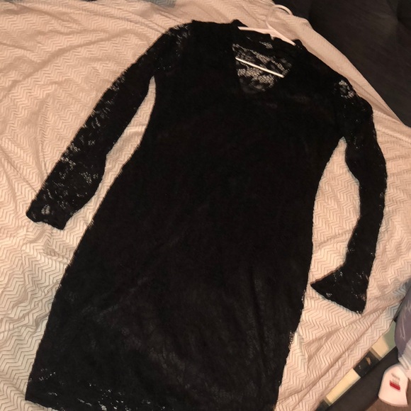 lacey black mid bodycon dress - Picture 1 of 2
